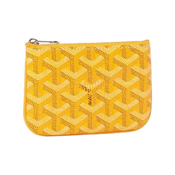 GOYARD Canvas With Calfskin Key Pouch Nano Unisex Yellow
