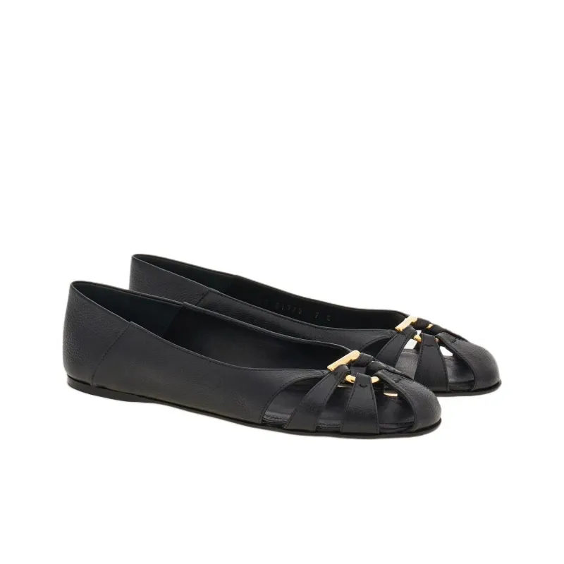 FERRAGAMO Gancini Ornament Flat Ballerina Shoes-2