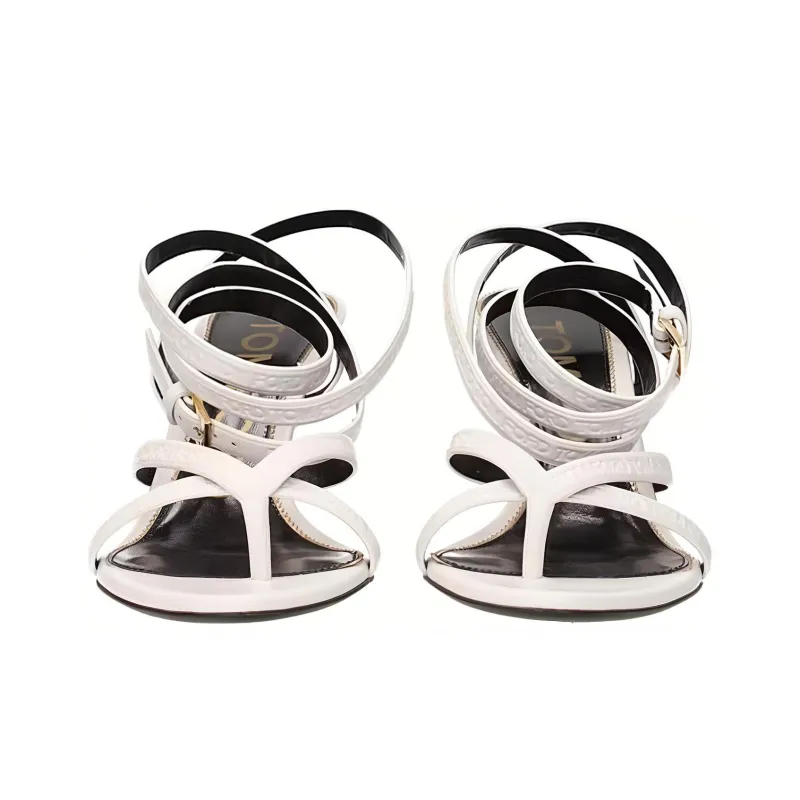 TOM FORD Logo-embossed Heeled Leather Sandals-2