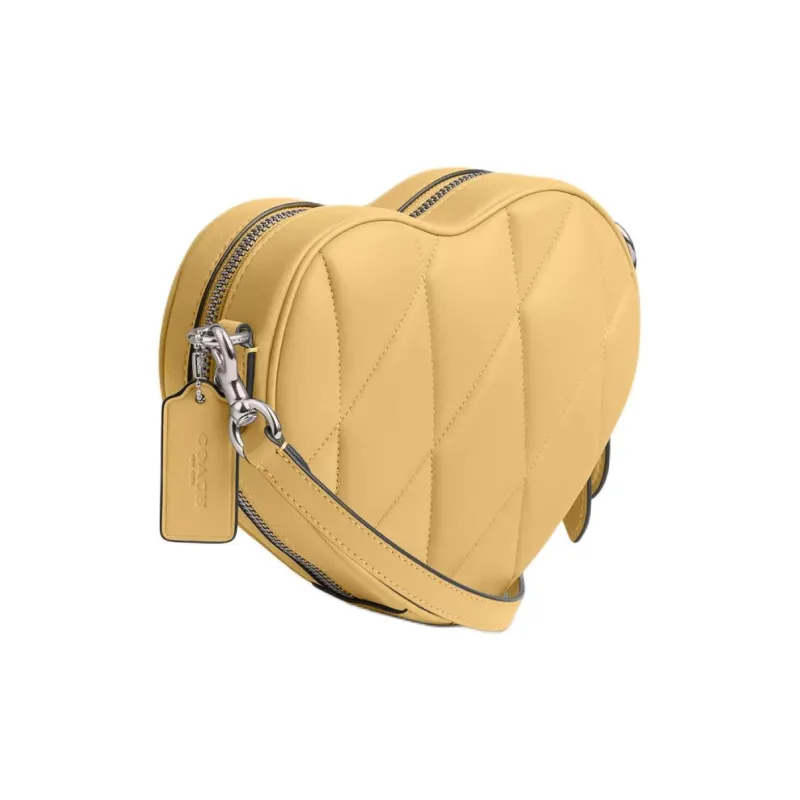 COACH Heart Nappa Leather Heart-Shaped Bag Shoulder Bag Crossbody Bag Small Size Women's Yellow-1