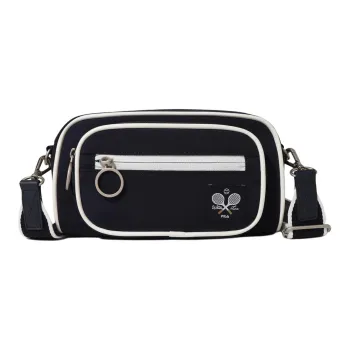 FILA Nylon Small Square Bag Shoulder Bag, Crossbody Bag Mini Unisex Black & White