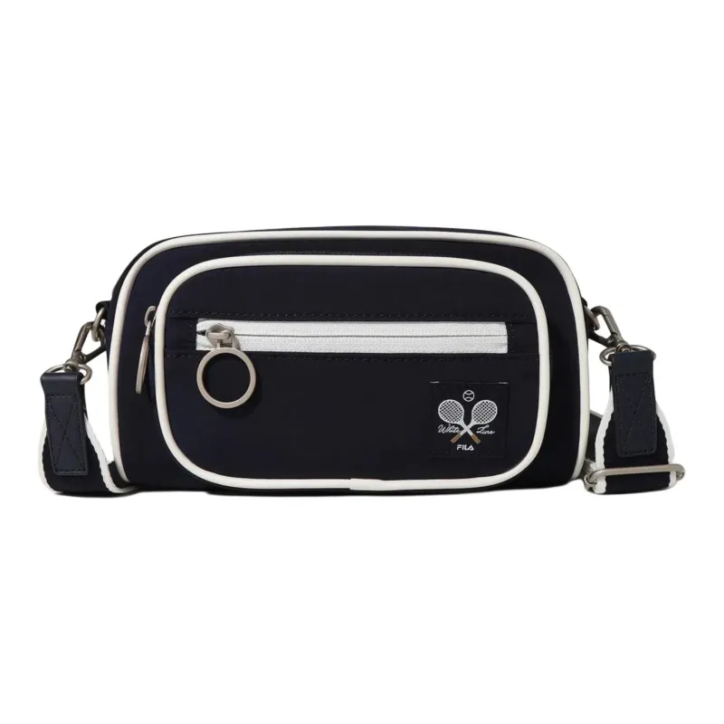 FILA Nylon Small Square Bag Shoulder Bag, Crossbody Bag Mini Unisex Black & White-0