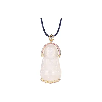 Artisan Lock Heart Jade Chalcedony Jade Necklaces Unisex