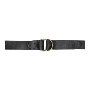Polo Ralph Lauren Vintage Double Ring Buckle Design Leather Belts Men's Black Width: 4CM