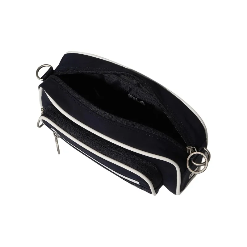 FILA Nylon Small Square Bag Shoulder Bag, Crossbody Bag Mini Unisex Black & White-2
