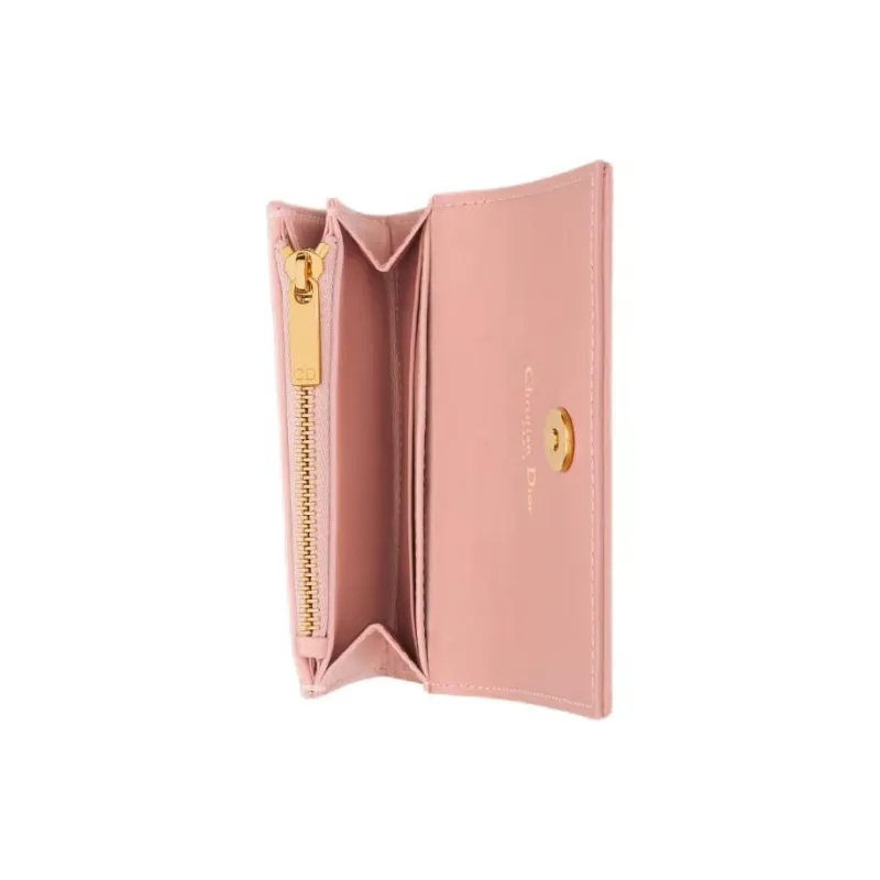 DIOR 30 Montaigne Jacquard Fabric Wallet Women's Pink-3