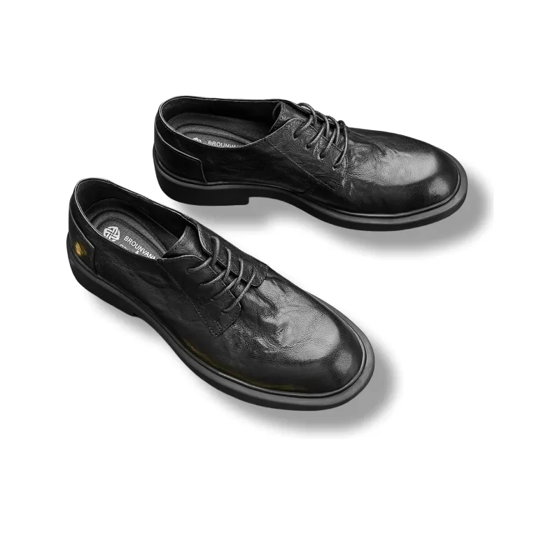 Brounvanm Dress Shoes Men Low Top Black-4