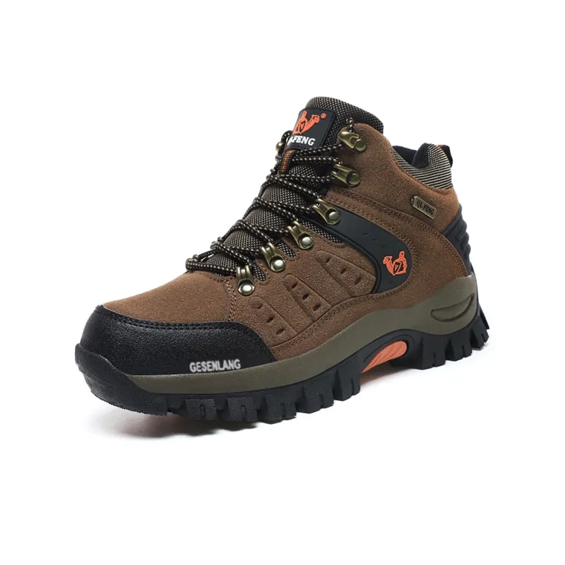 GESENLANG Anti Slip Wear Resistant Water Resistant Impact Resistant High Top Hiking/Trekking Shoes Men's Brown-1