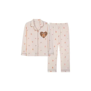 Sha Qian Pajama Set Spring And Fall Season Women's Champagne