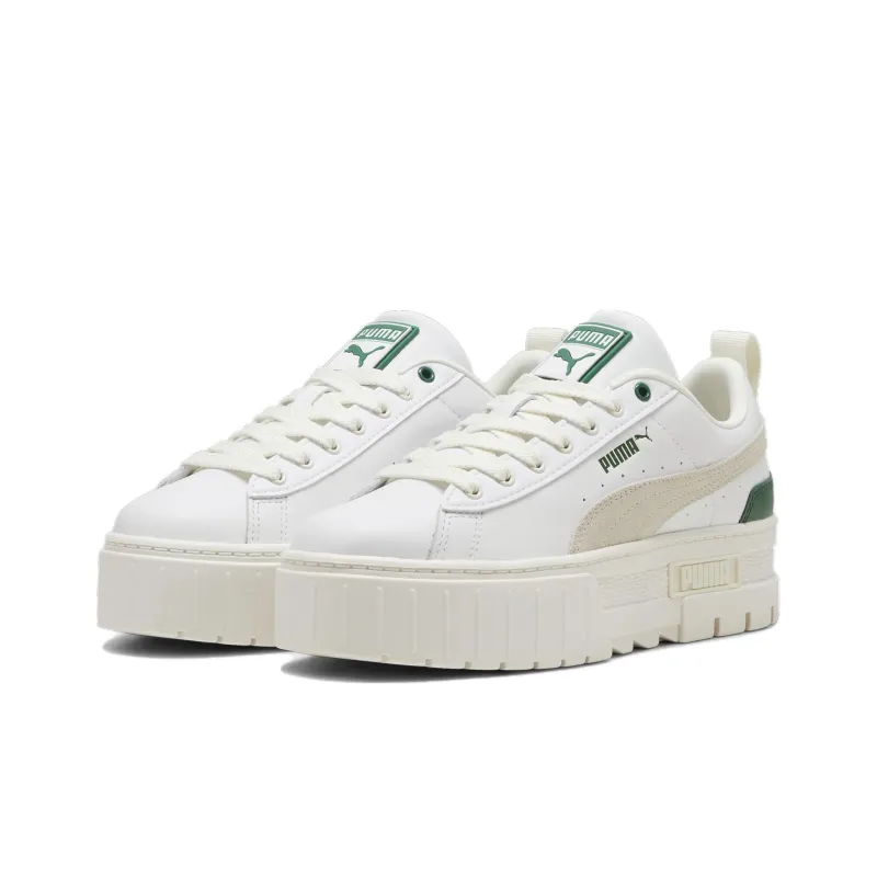 PUMA Mayze Slip Resistant Low Top Skateboard Shoes Women's White Green-2