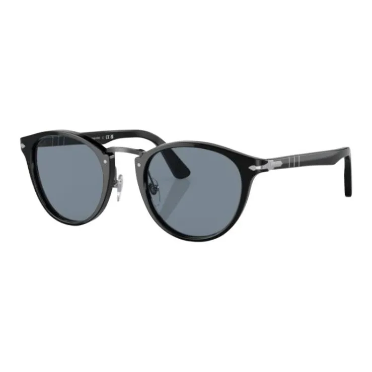 PERSOL Oval Sunglasses Men's Black-1