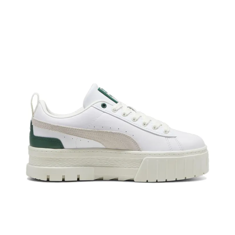 PUMA Mayze Slip Resistant Low Top Skateboard Shoes Women's White Green-1