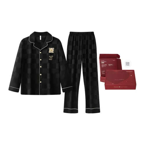 Gongdie Pajama Set Men's Black Gift Box Set