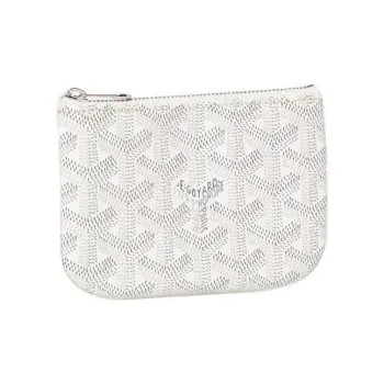 GOYARD Canvas With Calfskin Key Pouch Nano Unisex White
