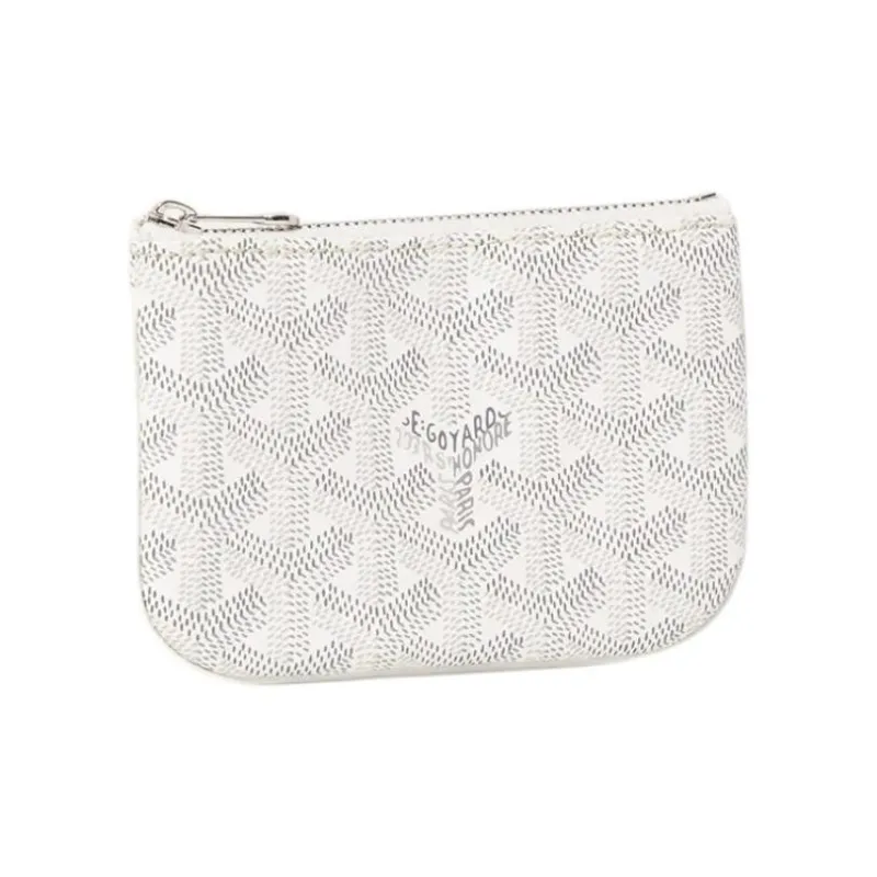 GOYARD Canvas With Calfskin Key Pouch Nano Unisex White-0