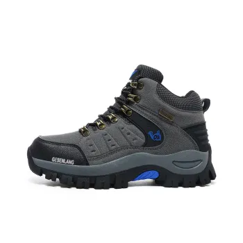 GESENLANG Anti-Slip Wear-Resistant Water-Resistant Impact-Resistant Mid-Top Trekking Shoes Men's Gray