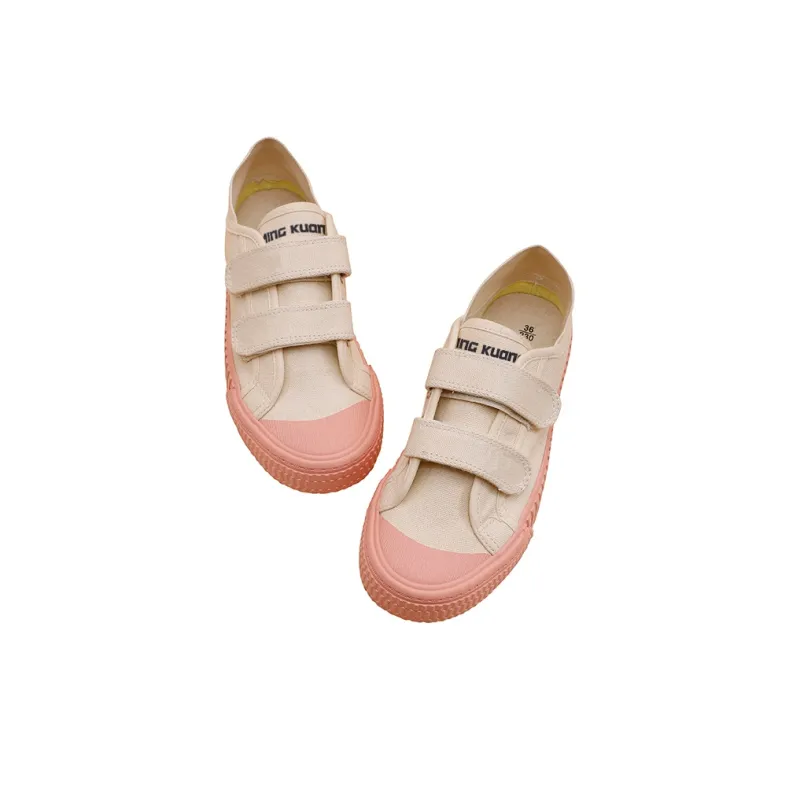 MINGKUANG Canvas Shoes Women's Low Top Pink-4