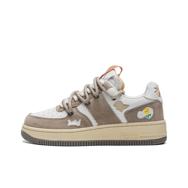 Kappa Anti Slip Wear Resistant Low Top Skateboard Shoes Women's Winter White/Oxford Brown-0