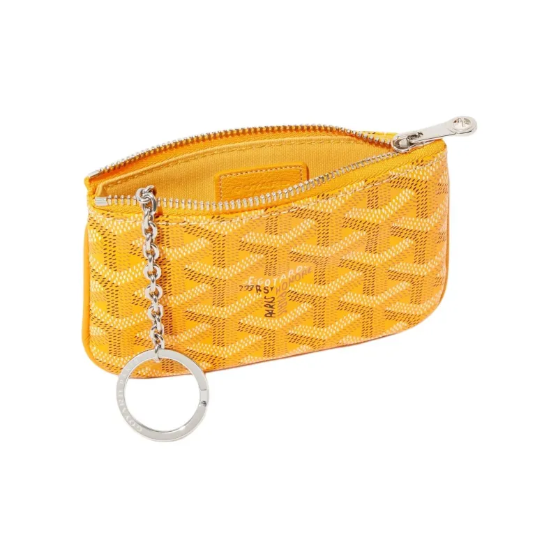GOYARD Canvas With Calfskin Key Pouch Nano Unisex Yellow-1
