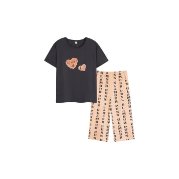 Sha Qian Pajama Set Summer Women's Muskmelon-Colored