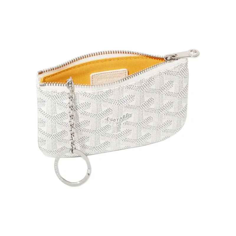 GOYARD Canvas With Calfskin Key Pouch Nano Unisex White-1