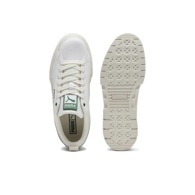 PUMA Mayze Slip Resistant Low Top Skateboard Shoes Women's White Green-3