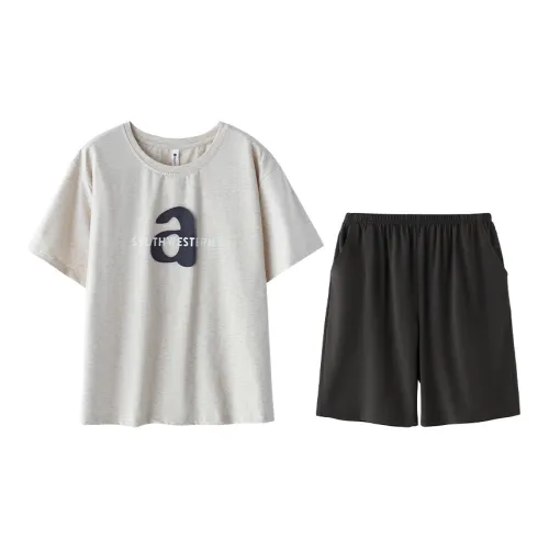 WOLFSFUL Pajama Set Women's Light Gray