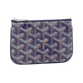 GOYARD Canvas With Calfskin Dog's Teeth Key Pouch Nano Unisex Dark Blue