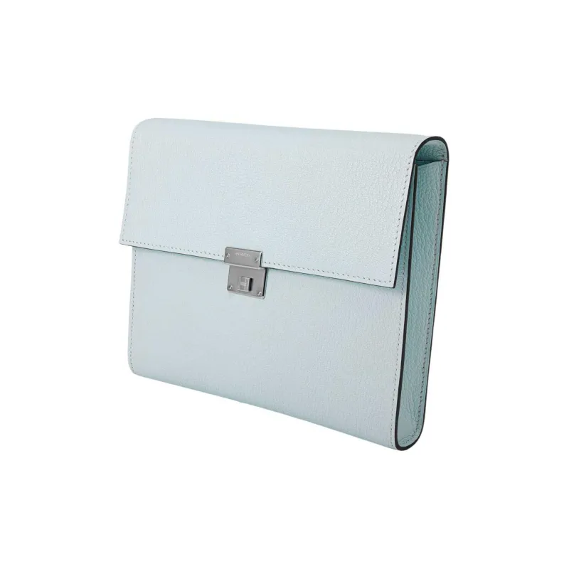 HERMES Clic Mysore Goat Skin Crossbody Bag, Shoulder Bag Women's T0 Bleu Brume Dusty Blue-3
