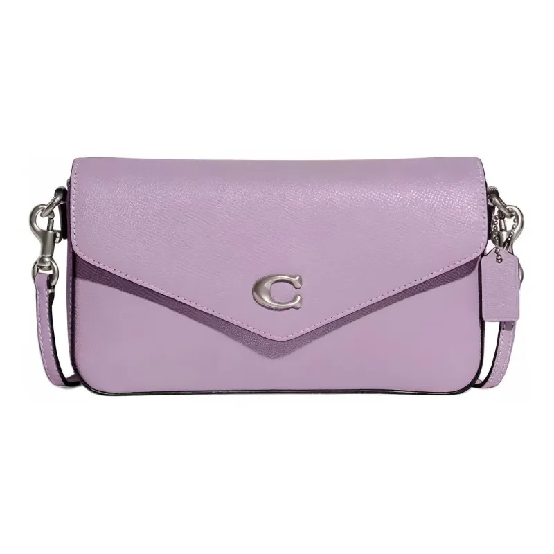 COACH Wyn Grained Leather Envelope Bag Shoulder Bag Crossbody Bag Small Size Women's Light Purple-0