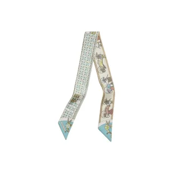HERMES Silk Scarves Women's Beige