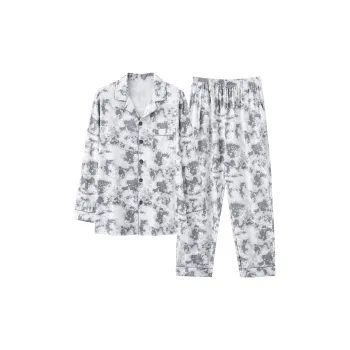 White Ran Pajama Set Men's Light Gray