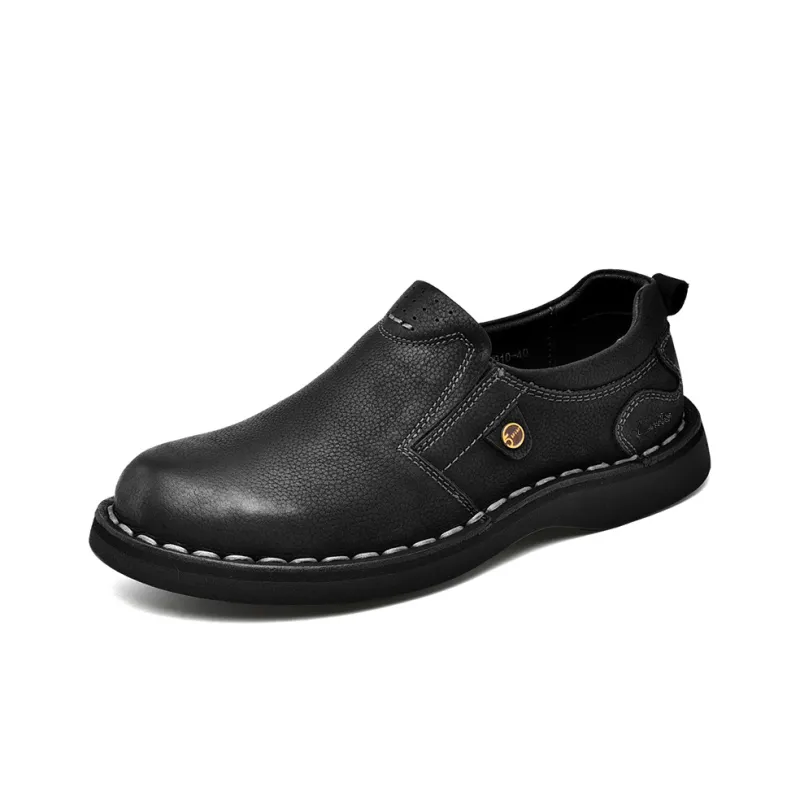 Laoks Men's Casual Shoes Men Low Top Black/Light Brown/Dark Brown-1