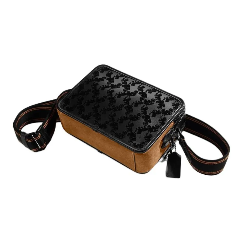 COACH Charter Leather Small Square Bag Crossbody Bags Medium Size Men's Black-1