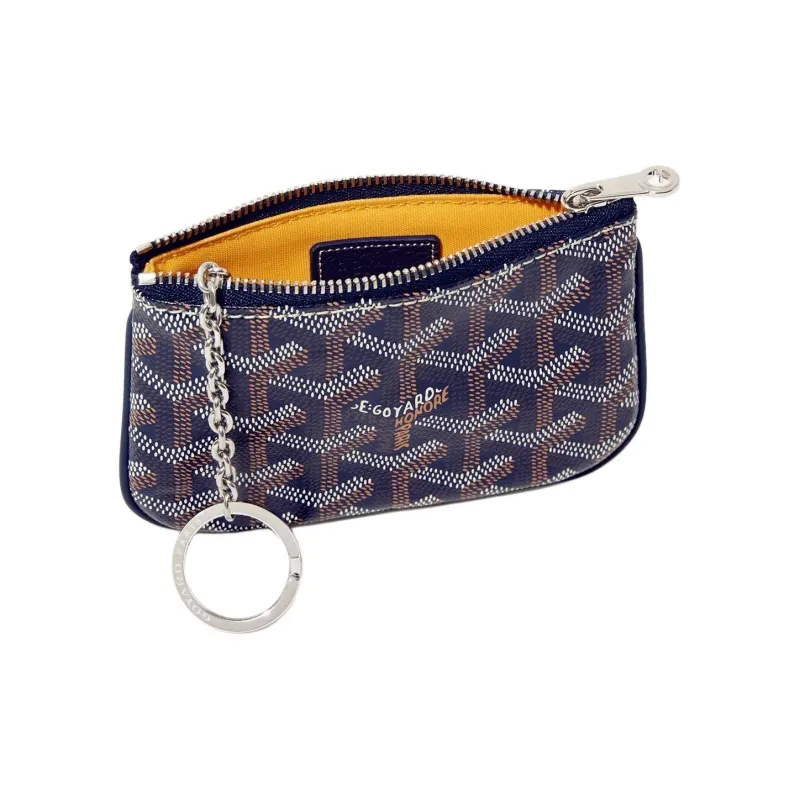 GOYARD Canvas With Calfskin Dog's Teeth Key Pouch Nano Unisex Dark Blue-1