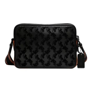 COACH Charter Leather Small Square Bag Crossbody Bags Medium Size Men's Black