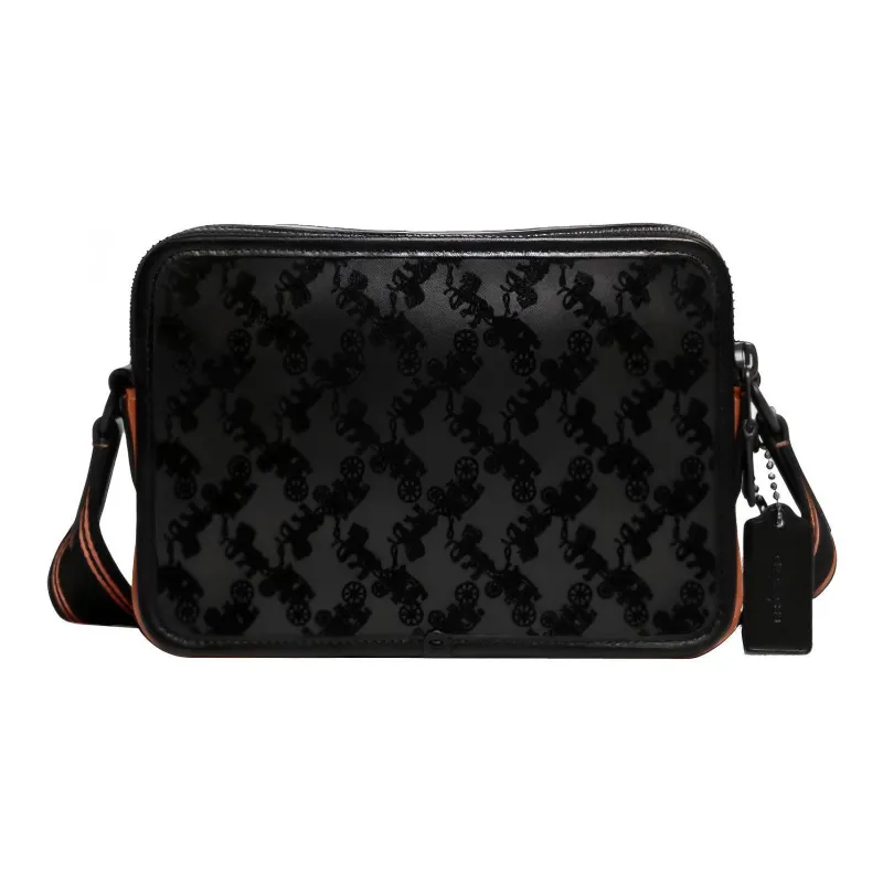 COACH Charter Leather Small Square Bag Crossbody Bags Medium Size Men's Black-0
