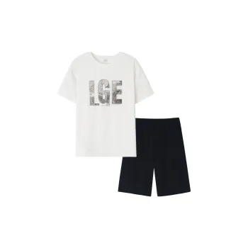 Sha Qian Pajama Set Summer Men's White