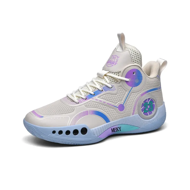MEKY Cushioned Slip-Resistant Abrasion-Resistant Breathable Mid-Top Basketball Shoes Unisex-7