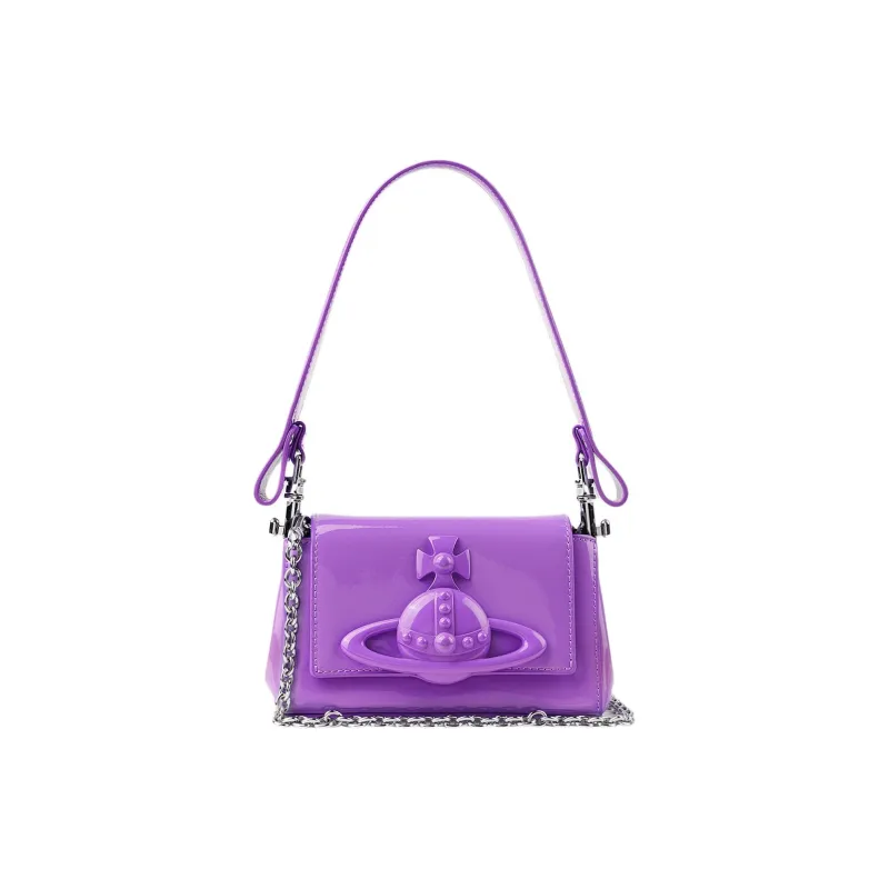 Vivienne Westwood HAZEL Calfskin Portable Crossbody Bag, Shoulder Bag Women's Purple-1