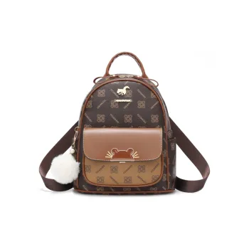 Weymond PU Portable One Shoulder Backpack Women's Coffee/Khaki
