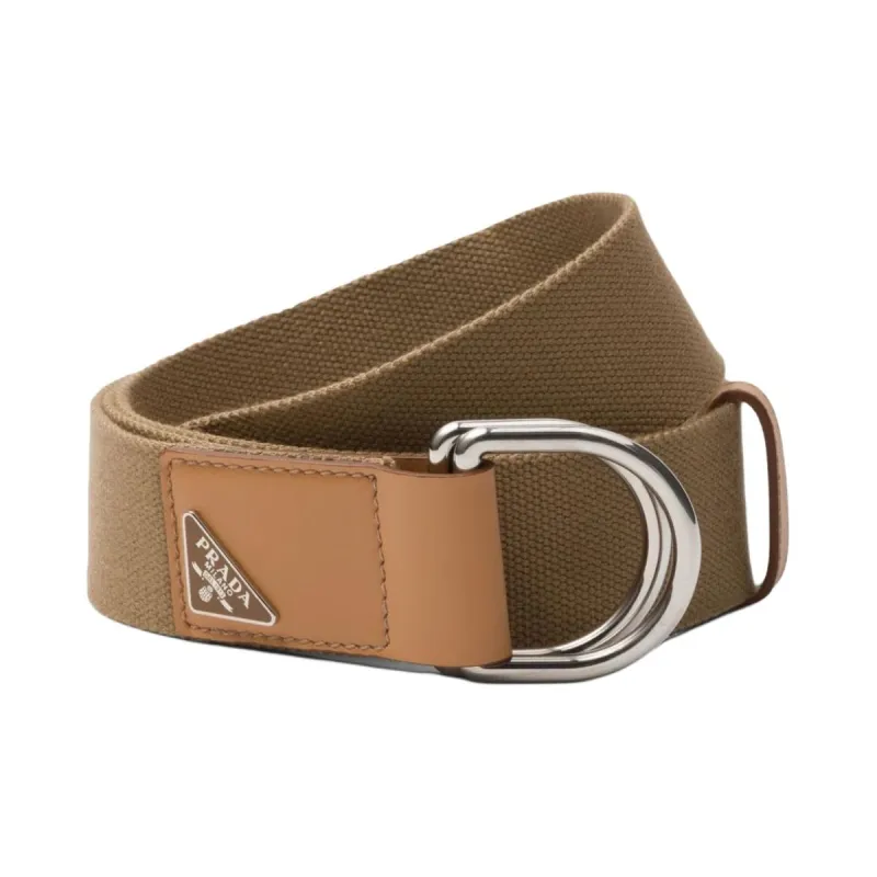 PRADA Logo plaque Leather trim Belt-0