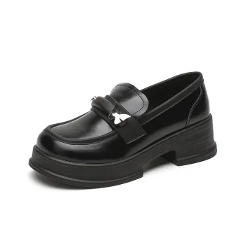 EXULL Q Ballet Flats Loafers 5cm Women's Black