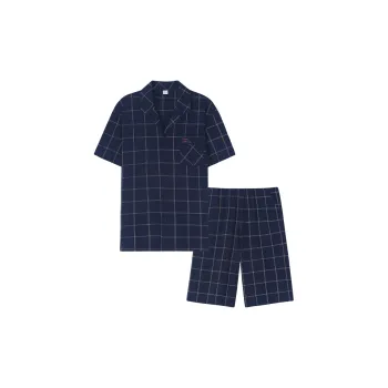 Sha Qian Pajama Set Summer Men's Royal Blue