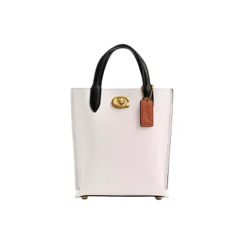 COACH Willow Polished Grained Leather Shoulder Bag Crossbody Bag Handbag Small Size Women's Brass & Chalk