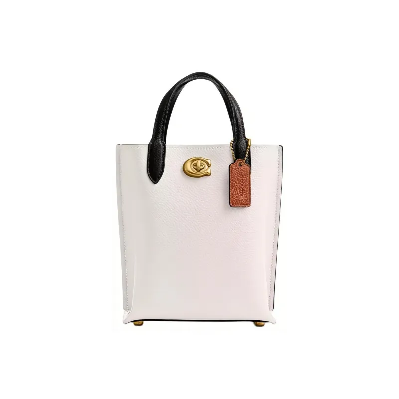 COACH Willow Polished Grained Leather Shoulder Bag Crossbody Bag Handbag Small Size Women's Brass & Chalk-0