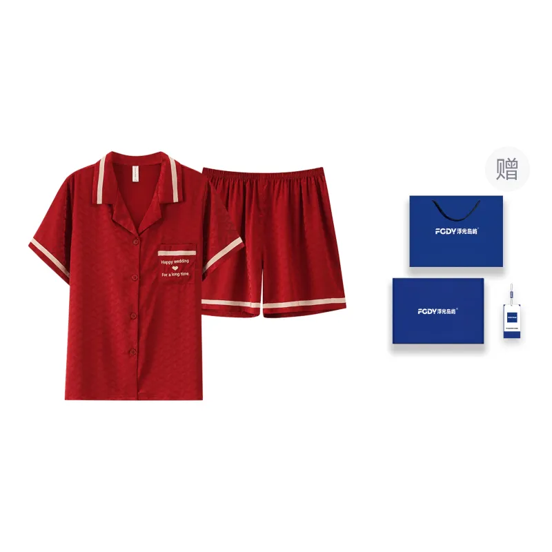 Floating Light Islands Pajama Set Women's Red-0