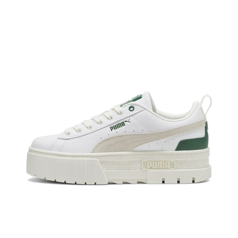 PUMA Mayze Slip Resistant Low Top Skateboard Shoes Women's White Green-0