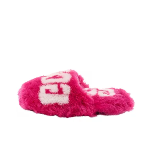 GCDS Logo Print Faux-fur Slippers