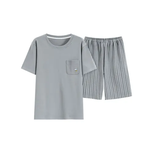 The Story Of The Flower Season Pajama Set Men's Light Gray